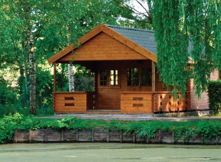 Log cabin in forest